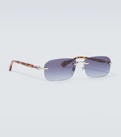 Gucci Rectangular Sunglasses In Blue