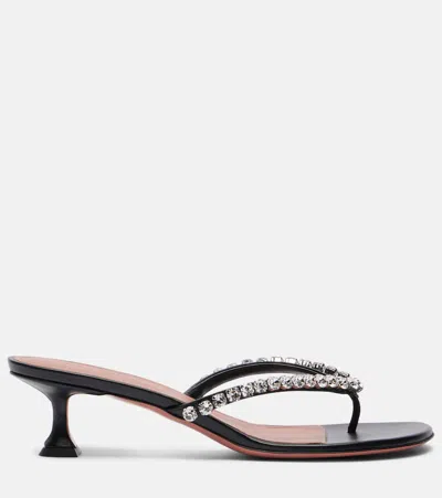 Amina Muaddi Sabot Infradito Gigi In Pelle Nera  Donna