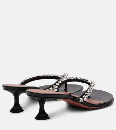 Amina Muaddi Sabot Infradito Gigi In Pelle Nera  Donna