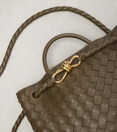 Bottega Veneta Andiamo Intrecciato Medium Leather Tote Bag In Green