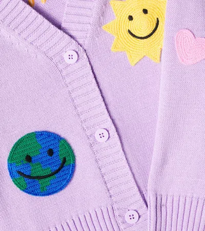 Stella Mccartney Cotton-wool Appliqué Cardigan In Purple