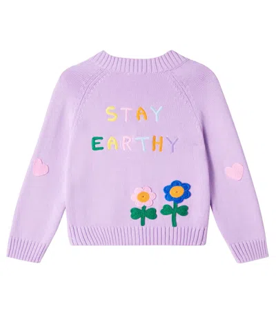 Stella Mccartney Cotton-wool Appliqué Cardigan In Purple