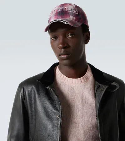 Acne Studios Distressed Checked Canvas Baseball Cap