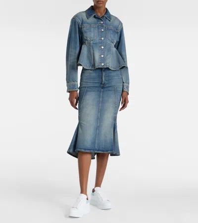 Alexander Mcqueen White Leather Sneakers With Sea Green Leather Heel In Animal Print