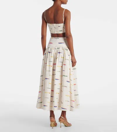 Staud Procida Gathered Printed Linen Maxi Skirt In Multi