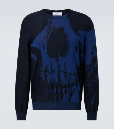 Alexander Mcqueen Mcqueen Skull Double Knit Wool Crewneck Sweater In Multi
