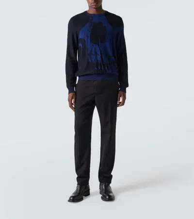 Alexander Mcqueen Mcqueen Skull Double Knit Wool Crewneck Sweater In Multi