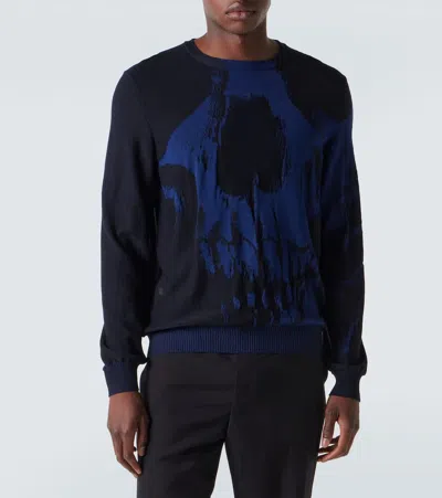 Alexander Mcqueen Mcqueen Skull Double Knit Wool Crewneck Sweater In Multi
