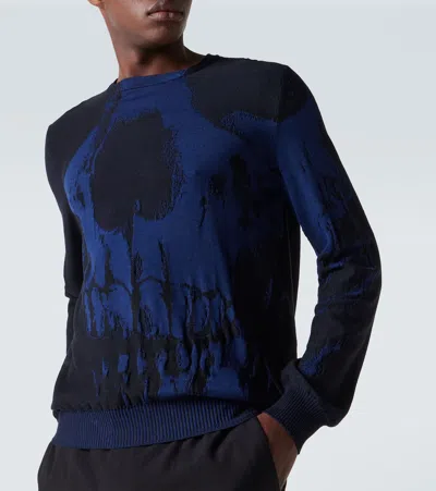 Alexander Mcqueen Mcqueen Skull Double Knit Wool Crewneck Sweater In Multi