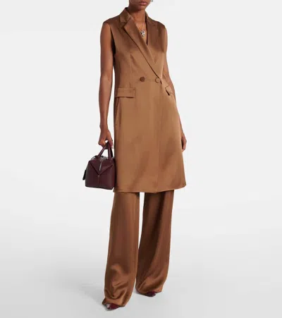 Max Mara Afgano Belted Satin Jacket In Brown