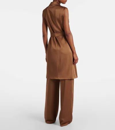 Max Mara Afgano Belted Satin Jacket In Brown