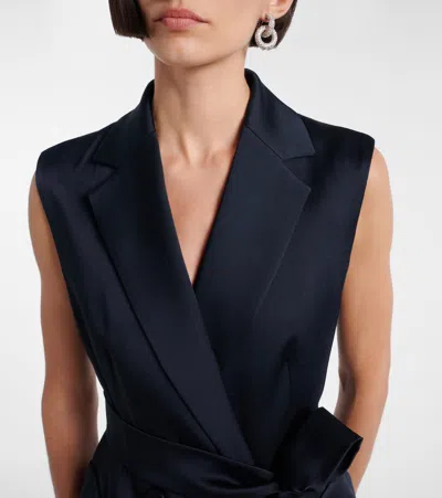 Max Mara Afgano Belted Satin Jacket In Blue
