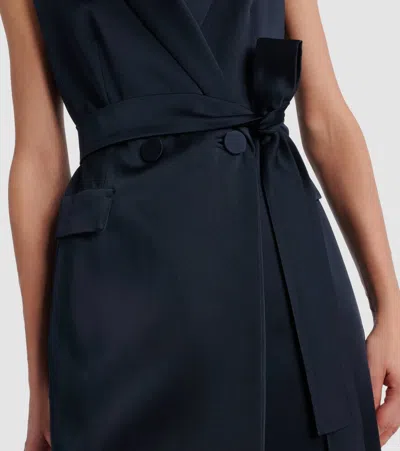 Max Mara Afgano Belted Satin Jacket In Blue