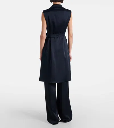 Max Mara Afgano Belted Satin Jacket In Blue