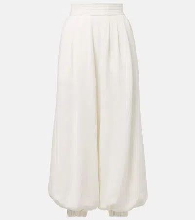 Valentino Cady Couture Silk Wide-leg Pants In White