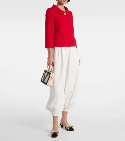 Valentino Cady Couture Silk Wide-leg Pants In White