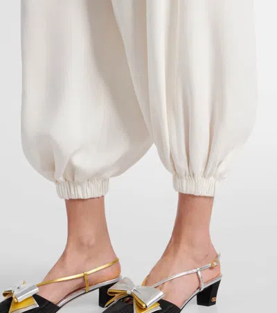 Valentino Cady Couture Silk Wide-leg Pants In White