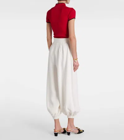 Valentino Cady Couture Silk Wide-leg Pants In White