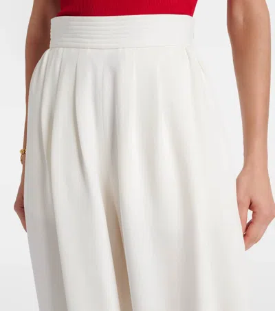Valentino Cady Couture Silk Wide-leg Pants In White