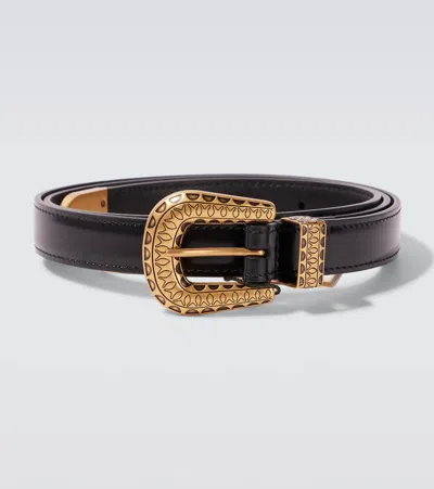 Valentino Garavani Black Vlogo Signature Brushed Calfskin Belt