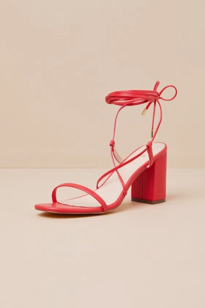 Lulus Aribaa Red Lace-up High Heel Sandals In Multi