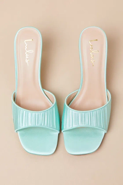 Lulus Rheta Seafoam Satin High Heel Slide Sandals In Animal Print