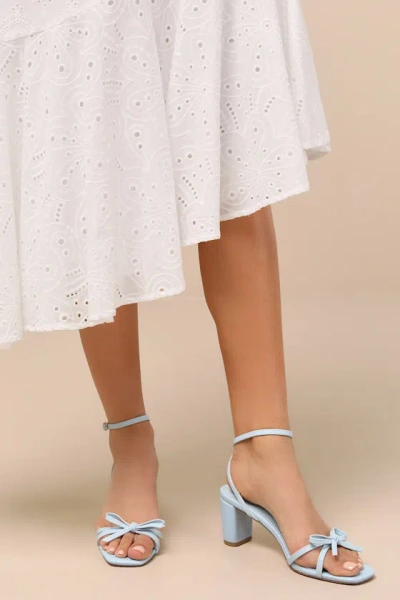 Lulus Rezzy Blue Bow Ankle Strap High Heel Sandals In Multi