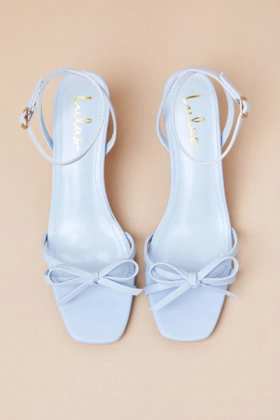 Lulus Rezzy Blue Bow Ankle Strap High Heel Sandals In Multi