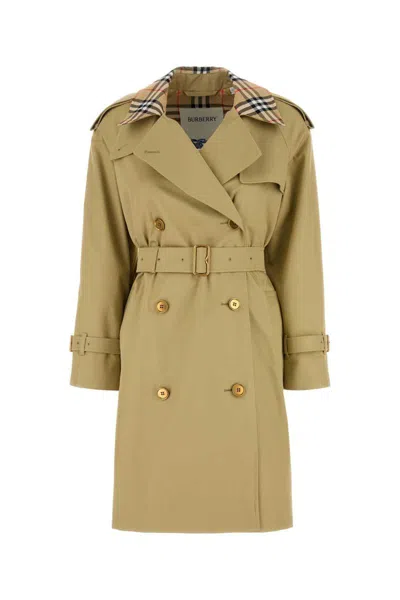 Burberry Castleford Check Collar Shower Resistant Cotton Gabardine Short Trench Coat In Gray