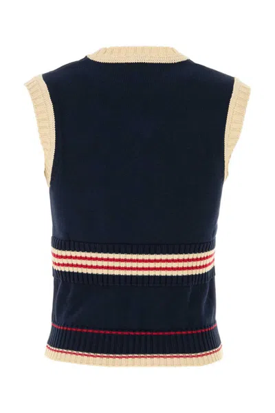 Valentino Garavani Women Midnight Blue Cotton Vest In Blue