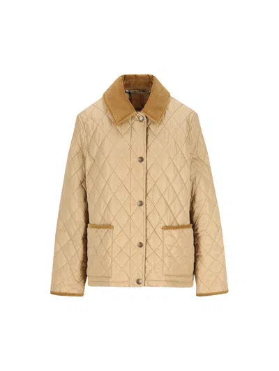Burberry Padded Jackets With Corduroy Collar In Neutral