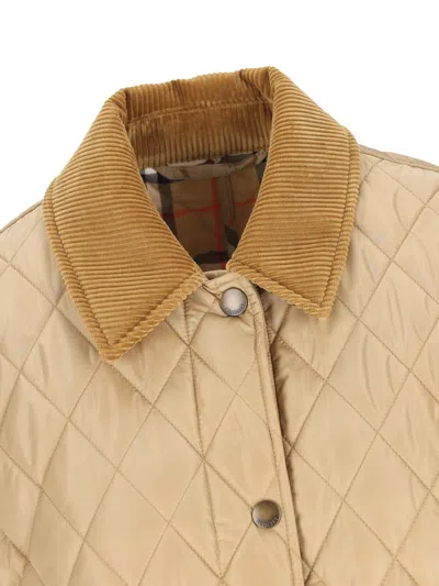 Burberry Padded Jackets With Corduroy Collar In Neutral