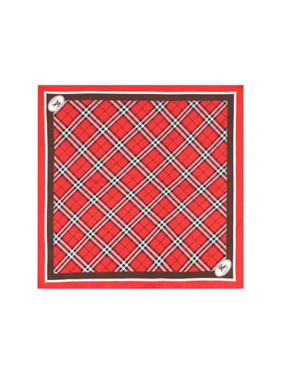 Burberry Medium Check Ekd Stamp Square Silk Twill Scarf