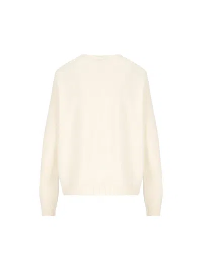 Max Mara Crew Neck Wool Cashmere Sweater With Graphic Detail
