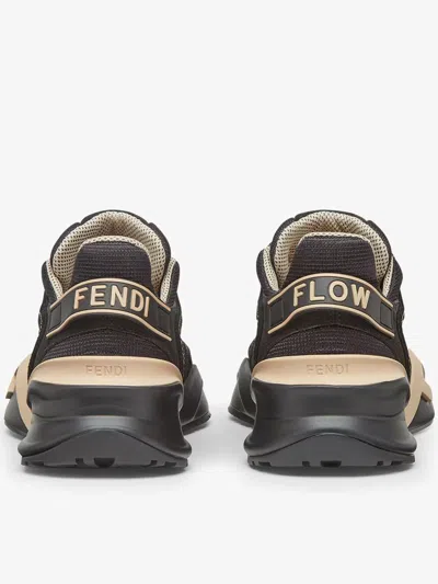 Fendi Black Nylon And Suede Low-tops In Black