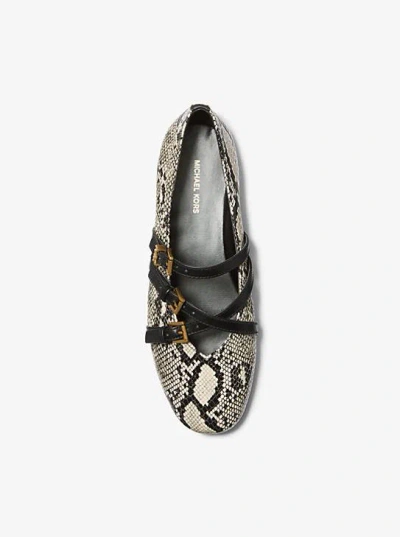 Michael Kors Indy Snake Embossed Leather Ballet Flat In Animal Print
