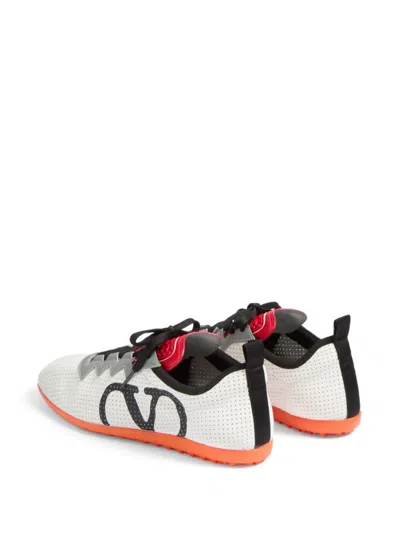 Valentino Garavani White Sneakers With Asymmetric Toe And Vlogo Detail On The Side In Tech Fabric Ma