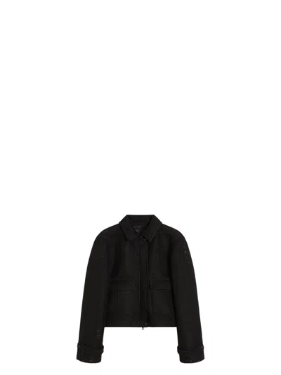 Max Mara Boxy Jacket In Technical Mesh In Black