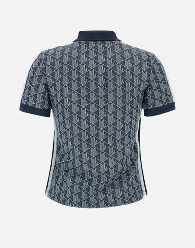 Lacoste Monogram Jacquard Knit Polo Shirt In Blue