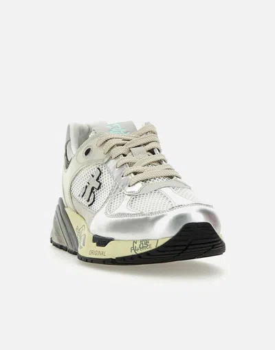 Premiata Mase Sneakers In White Leather And Fabric
