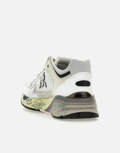 Premiata Mase Sneakers In White Leather And Fabric