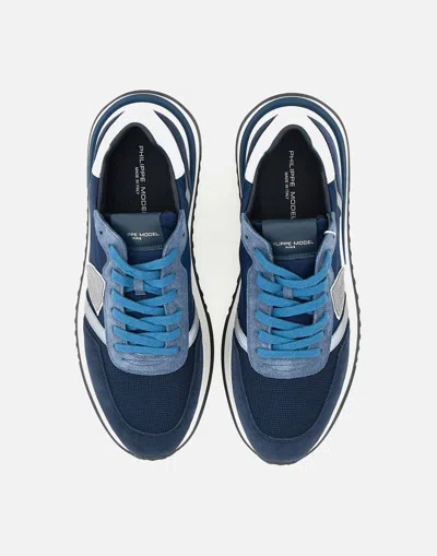 Philippe Model Panelled Crest-motif Sneakers In Blue