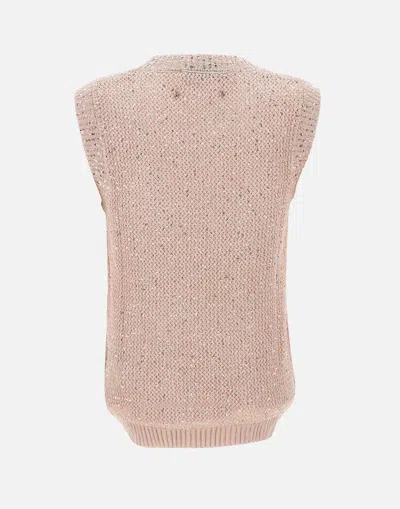 Golden Goose Mesh Knit Top With Sequins And Contrasting Details