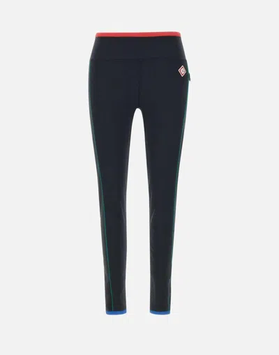 Casablanca High-waisted Sports Leggings With Side Stripe Accents In Black