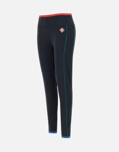 Casablanca High-waisted Sports Leggings With Side Stripe Accents In Black