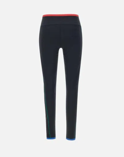 Casablanca High-waisted Sports Leggings With Side Stripe Accents In Black