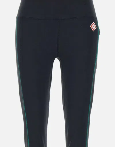 Casablanca High-waisted Sports Leggings With Side Stripe Accents In Black