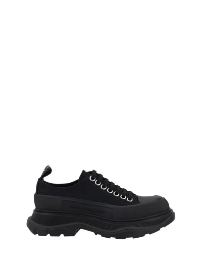 Alexander Mcqueen Black Canvas Tread Slick Platform Low Sneakers
