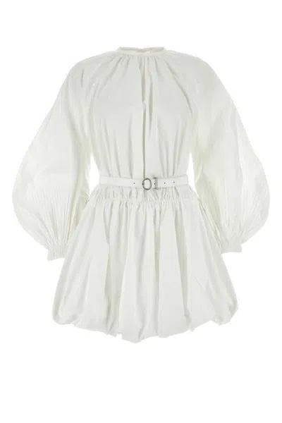 Jil Sander Leather-trimmed Cotton Poplin Minidress