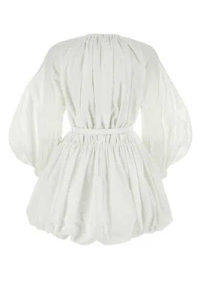 Jil Sander Leather-trimmed Cotton Poplin Minidress